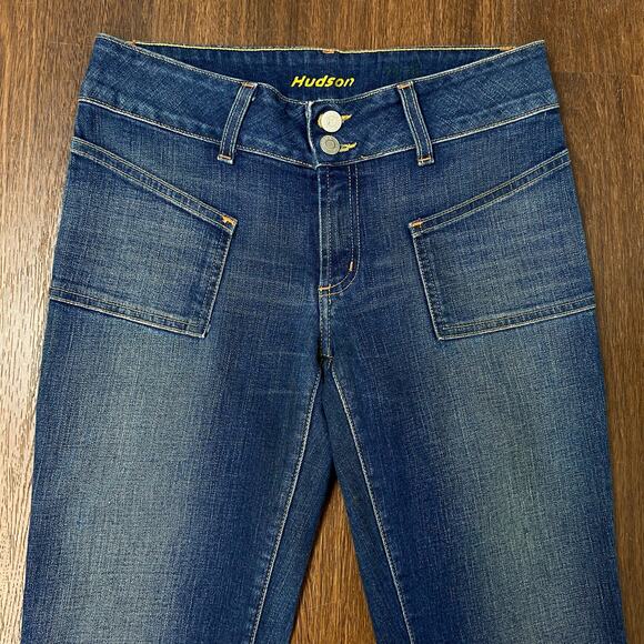 Hudson Retro Boho Sailor Flare Trouser Jeans Size 28/6 Patch Pockets - Picture 3 of 8